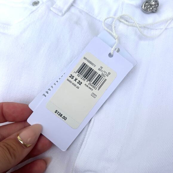 New Marciano By Guess Mardi Wide Leg Jeans Pure White Denim 25 x 32 - Picture 6 of 8